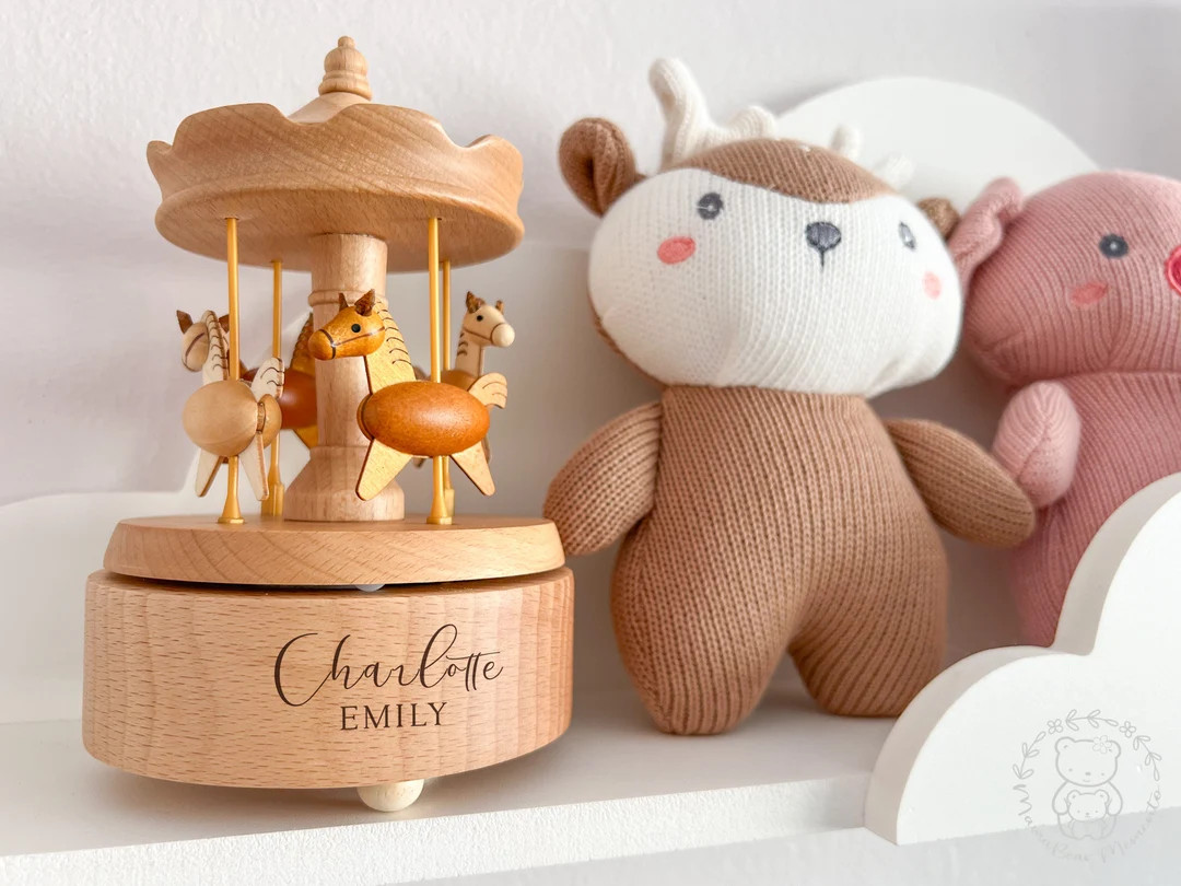 Wooden Merry-go-round Horse Musical Carousel | Personalized Engraved Music Box | Baby Shower Gift... | Etsy (US)