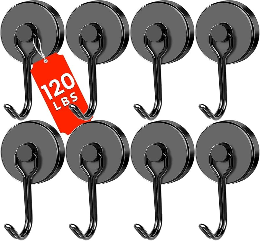 DIYMAG Black Magnetic Hooks 120LBS Strong Magnetics Heavy Duty 2026 Cruise Ship Essentials Magnet... | Amazon (US)