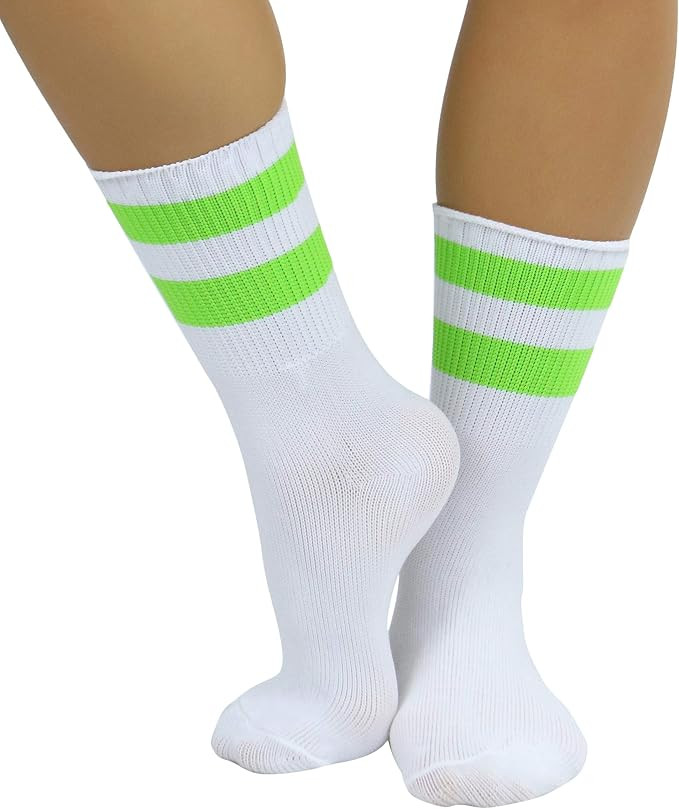 ToBeInStyle Women's Acrylic Ankle Hi With Double Stripe Top Crew Fun Athletic Socks | Amazon (US)