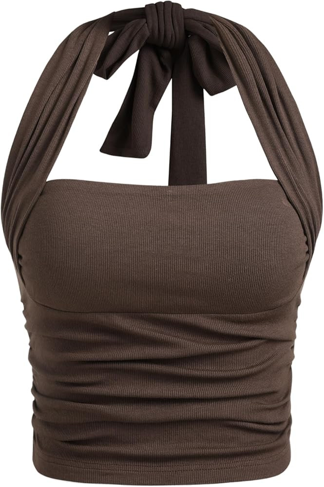 CIDER Halter Crop Tops for Women Sleeveless Going Out Tank Crop 2025 Trendy | Amazon (US)