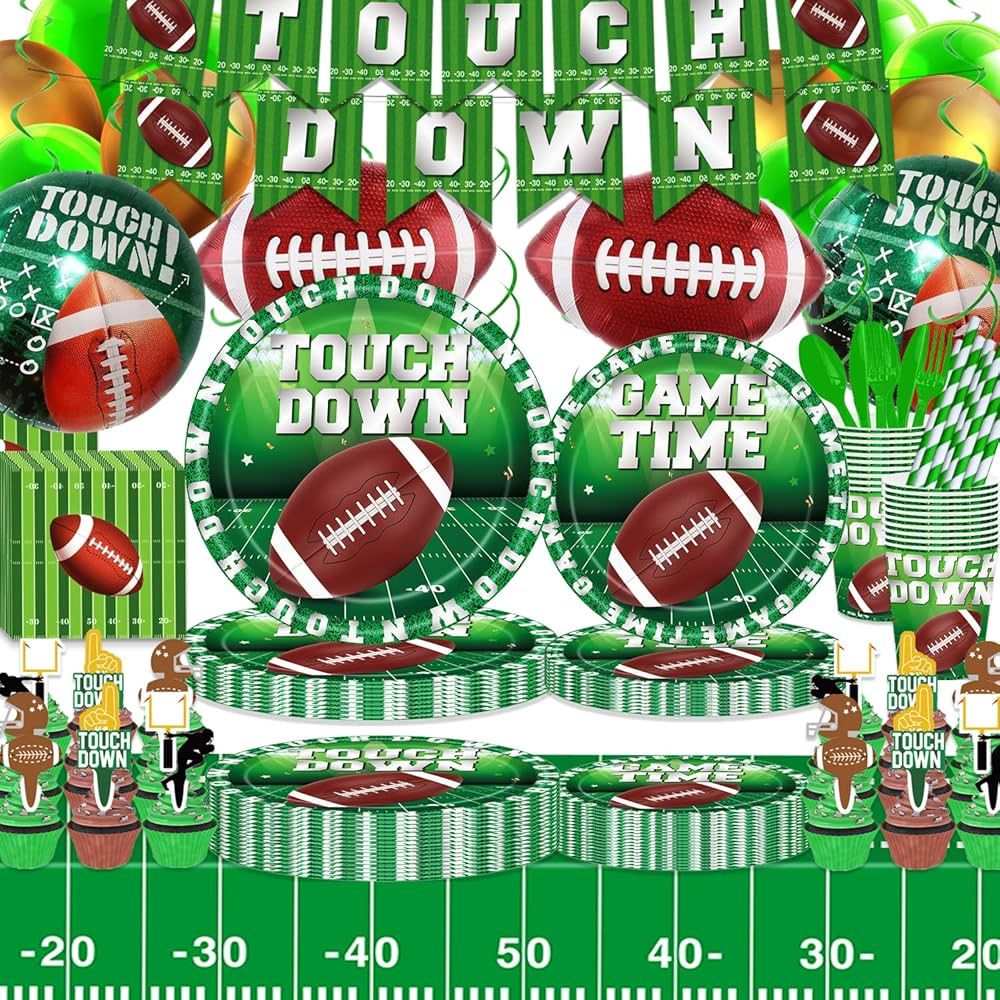 DawnHope Football Party Decorations 238Pcs Superbowl Party Supplies, Serves 24 Paper Plates and N... | Amazon (US)