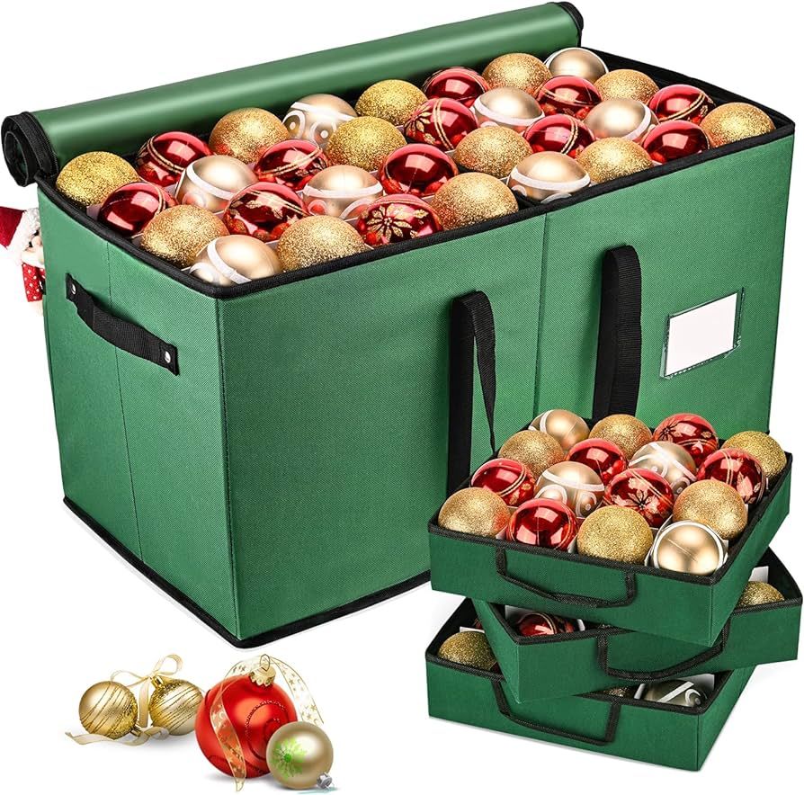 Mrrihand Christmas Ornament Storage Box, Ornament Storage Container with 8 Trays-Xmas Decoration ... | Amazon (US)