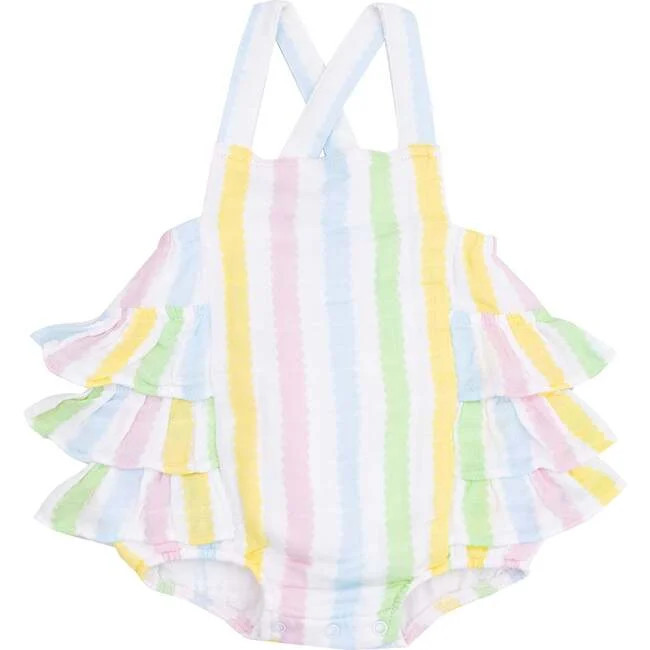 Angel Dear | Ruffle Sunsuit, Ric Rac Stripe (Multicolor, Size 18-24M) | Maisonette | Maisonette