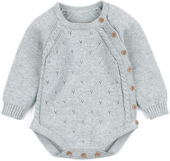 Simplee kids Newborn Baby Girls Knitted Sweater Romper Jumpsuit Fall Winter Clothes for Toddler 3... | Amazon (US)