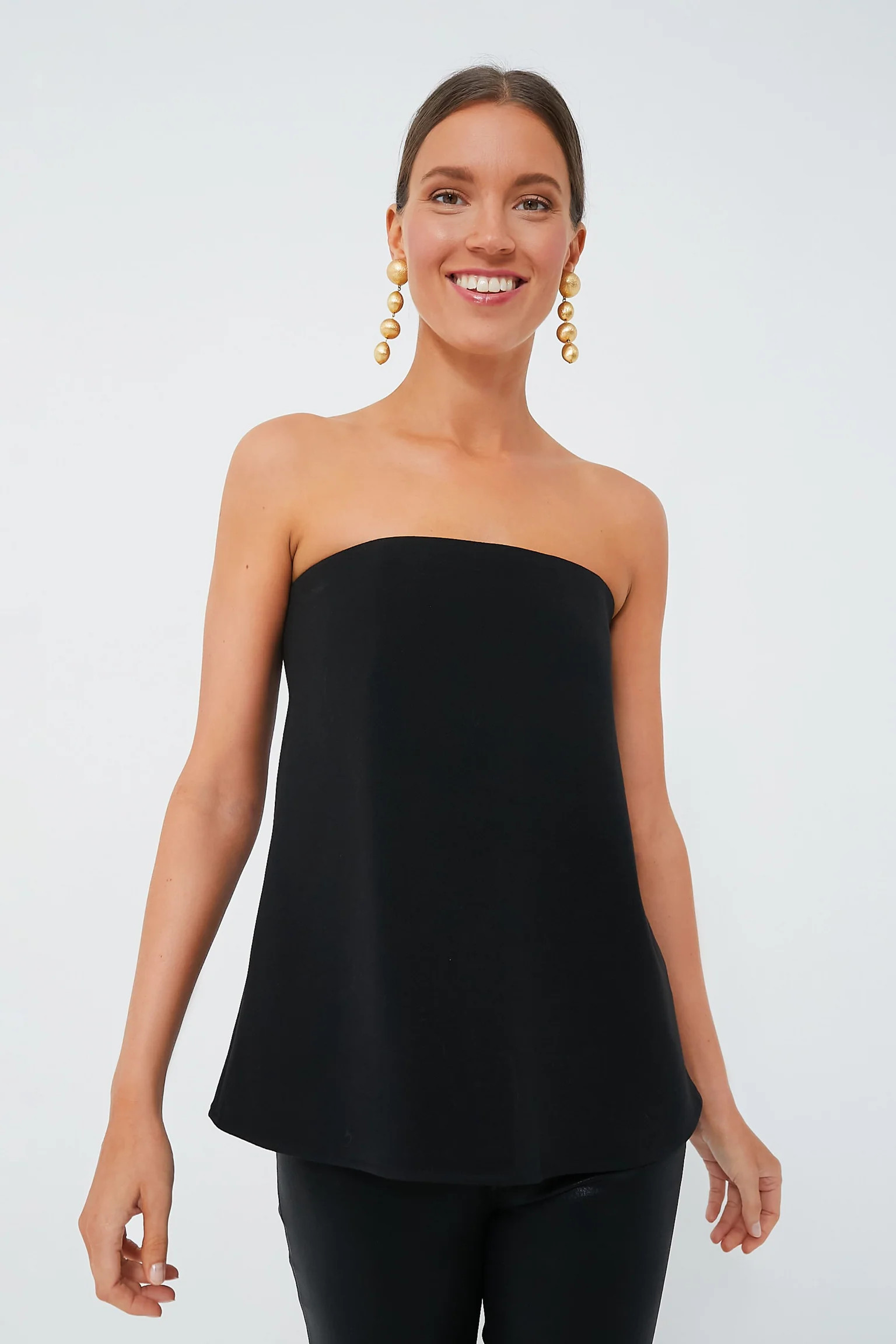 Strapless Noir Crepe Marin Top | Tuckernuck (US)