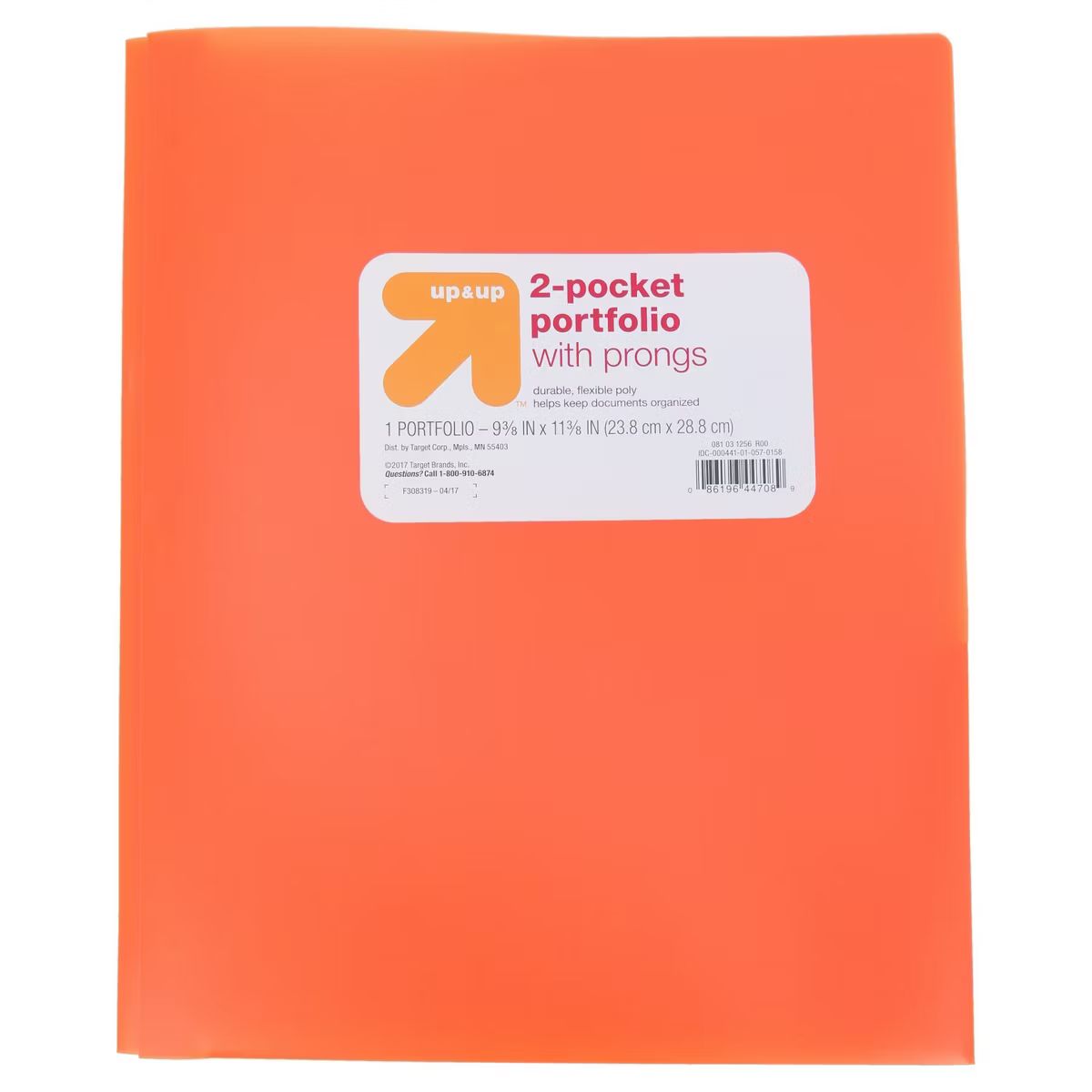 2 Pocket Plastic Folder with Prongs Orange - up&up™ | Target