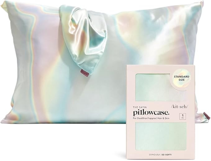 Kitsch Satin Pillowcase with Zipper for Hair & Skin, Softer Than Silk Pillow Cases Queen, Wrinkle... | Amazon (US)