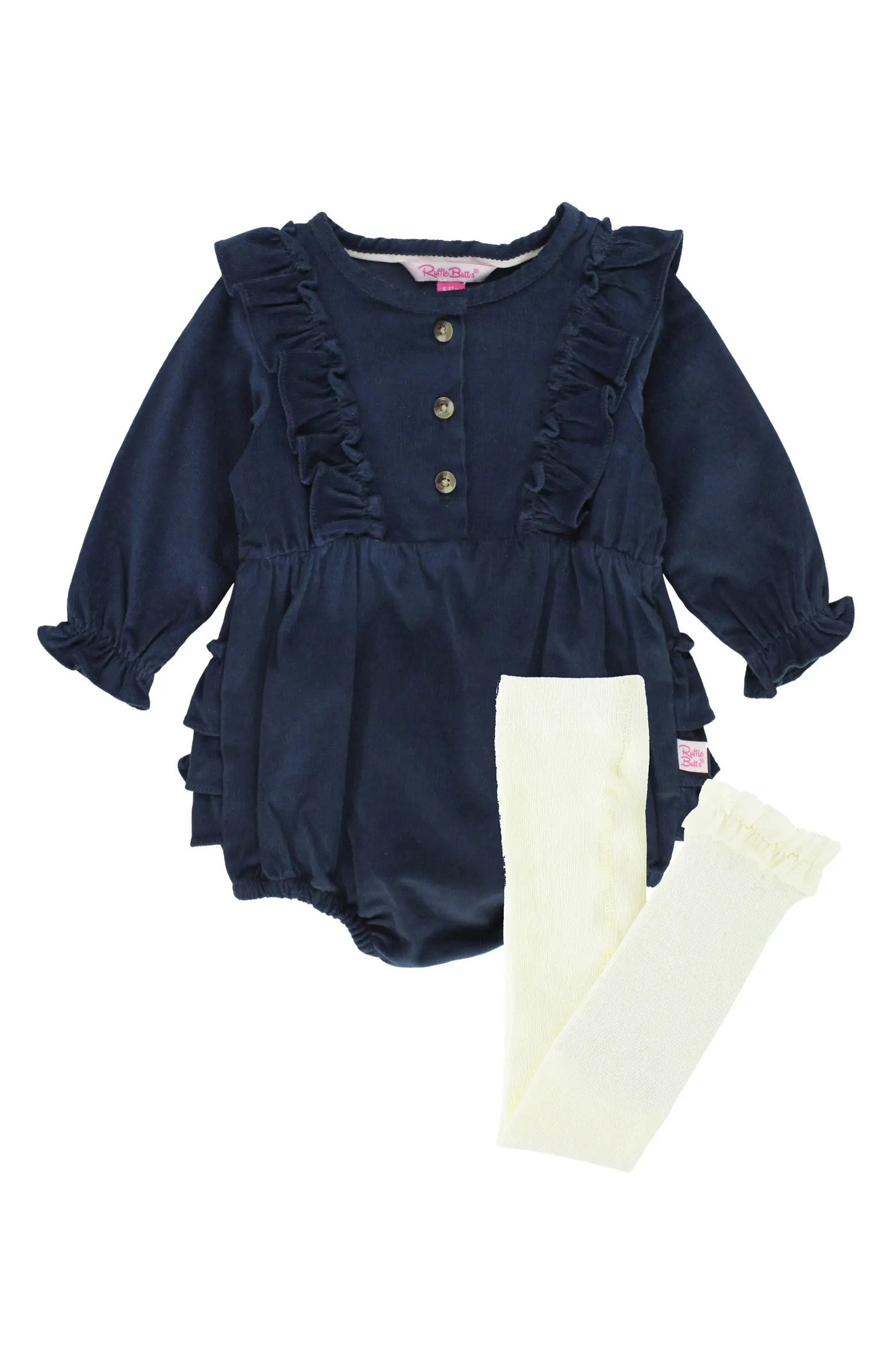 RuffleButts Cotton Corduroy Bubble Romper & Leggings Set | Nordstrom | Nordstrom