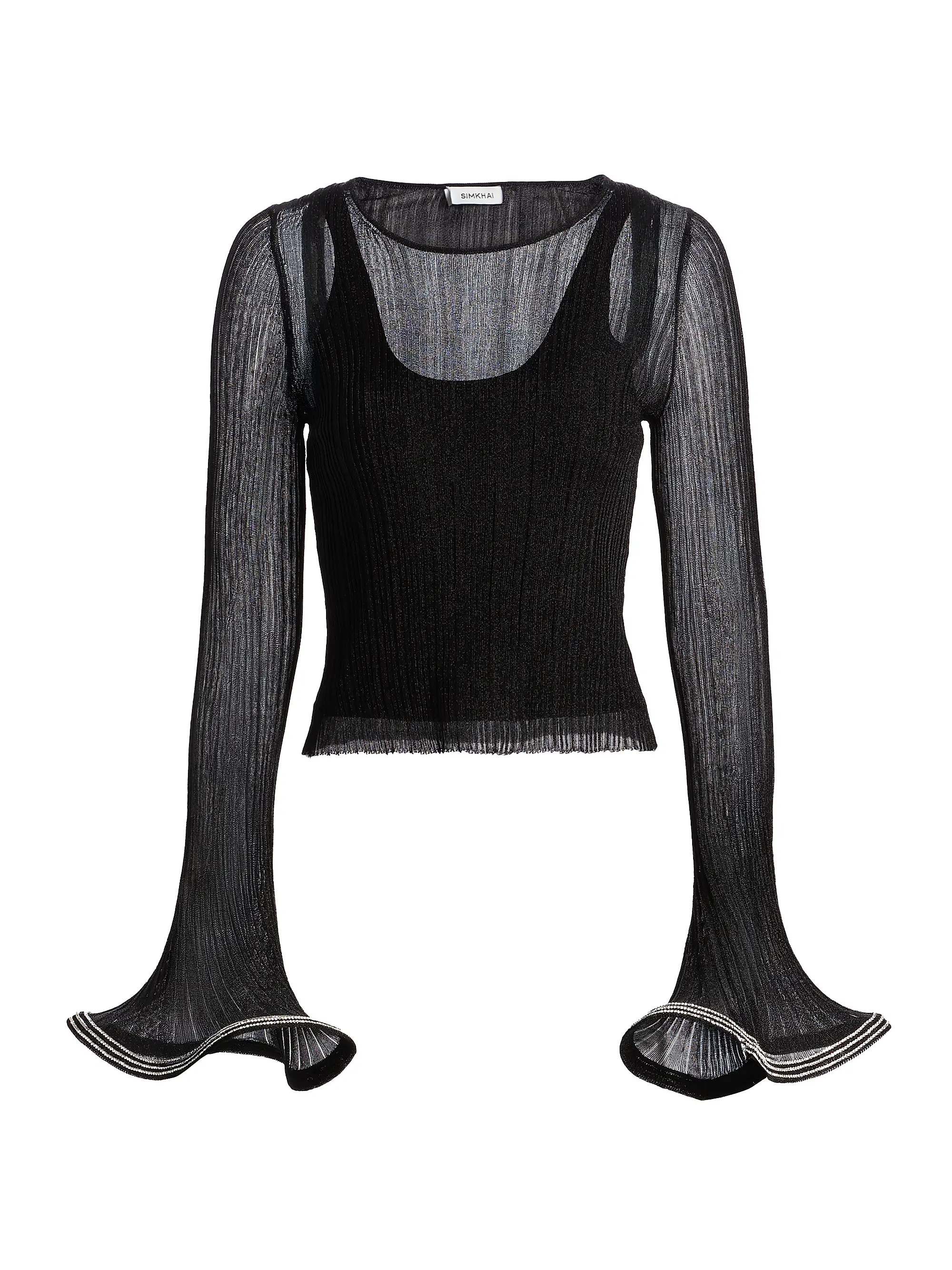 Maebry Flared Sleeve Rib-Knit Top | Saks Fifth Avenue