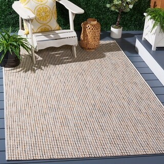 SAFAVIEH Courtyard Aysan Casual Waterproof Patio Backyard Rug - 8' x 10' - Ivory/Grey | Bed Bath & Beyond