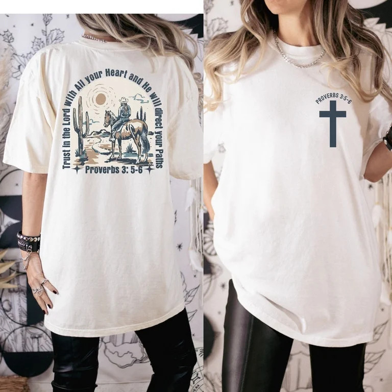 Boho Western Christian Religious Bible Verse Cowgirl Faith Style 2 T-Shirt All Size S-5Xl | Walmart (US)