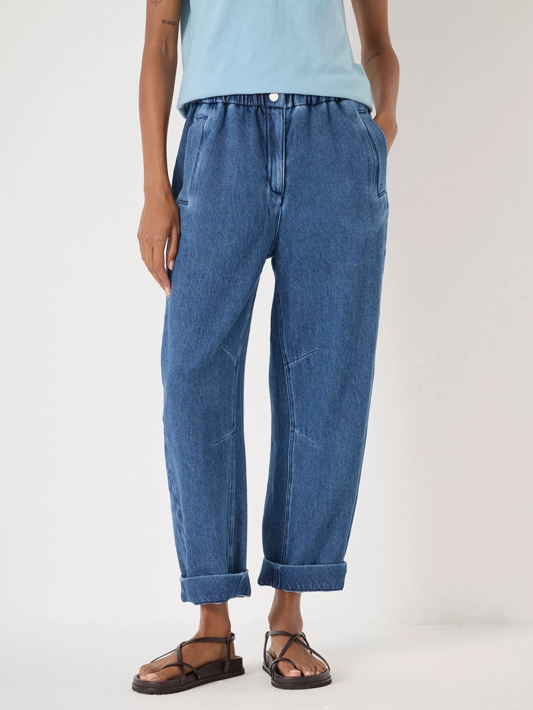 Super Soft Barrel Leg Jeans, Mid Blue | John Lewis (UK)