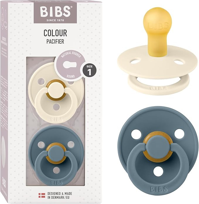 Bibs Colour Pacifier 2-Pack | BPA Free Soother, Round Nipple. Natural Rubber Latex, | Amazon (US)