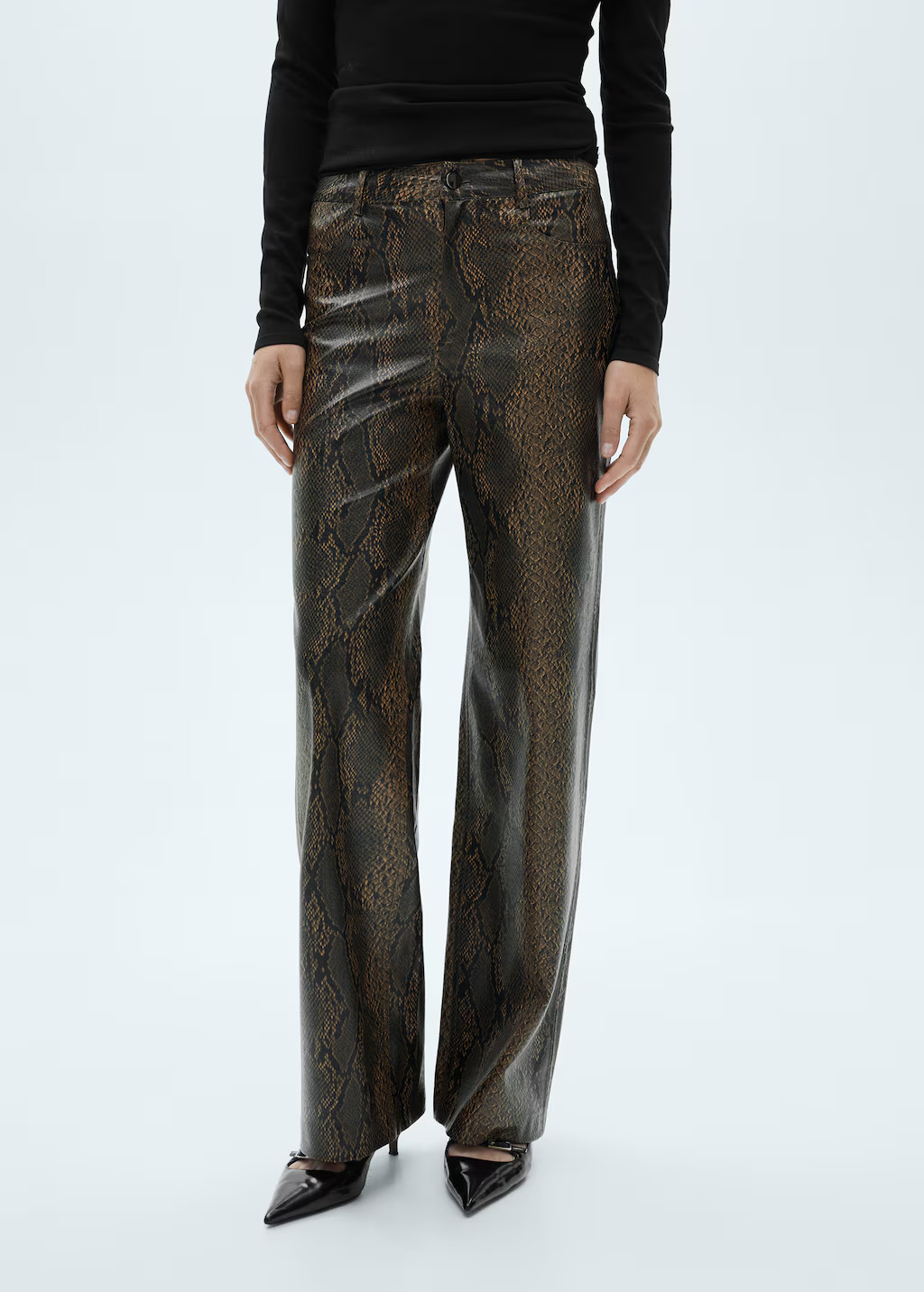 Straight snakeskin-effect trousers | MANGO (UK)
