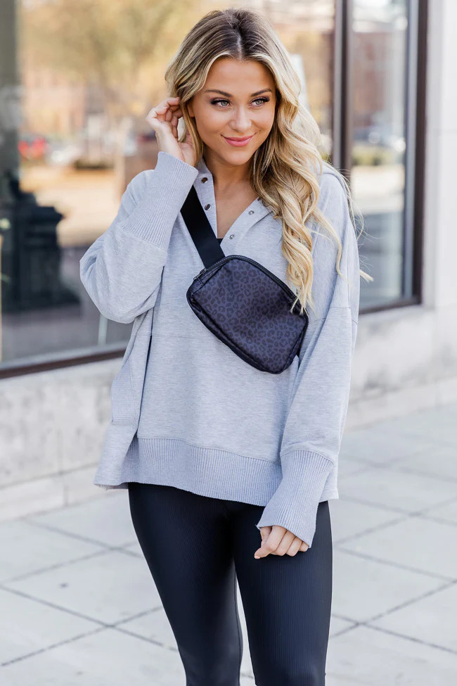 Places To Go Black Leopard Print Belt Bag  DOORBUSTER | Pink Lily