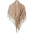 GORGLITTER Women's Wrap Crochet Shawl Poncho Fringe Lightweight Cardigan Sweater Scarf Western Ho... | Amazon (US)