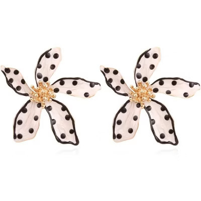 Flower Stud Earrings Polka Dot Flower Floral Earrings Cute Polka Dot Pattern Elegant Dangle Earrings for Women Gold One Size | Target