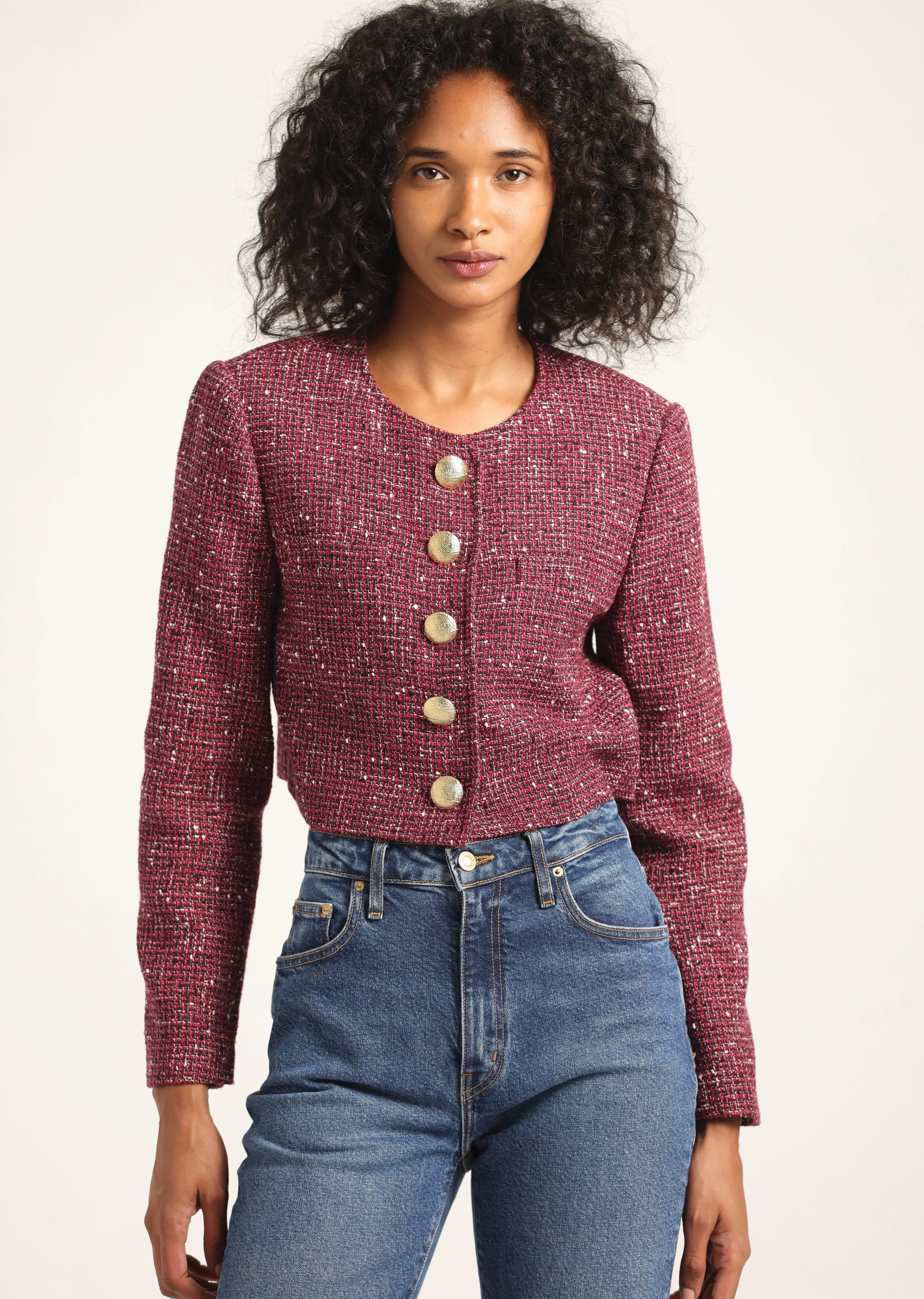 Juliette Tweed Jacket - Mulberry Multi Tweed | Derek Lam
