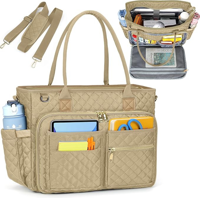 RAINSMORE Teacher Tote Bag 15.6 inch Laptop Bag for Women Work Bags Laptop Tote Nurse Bag Profess... | Amazon (US)