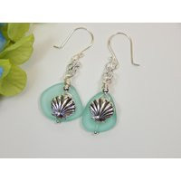Sea Shell & Glass Earrings | E254 | Etsy (US)