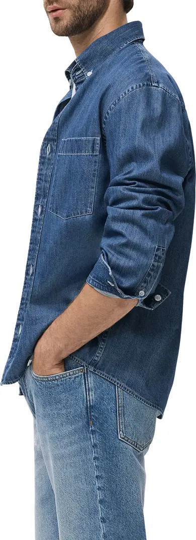 MANGO Cotton Denim Button-Down Shirt | Nordstrom | Nordstrom