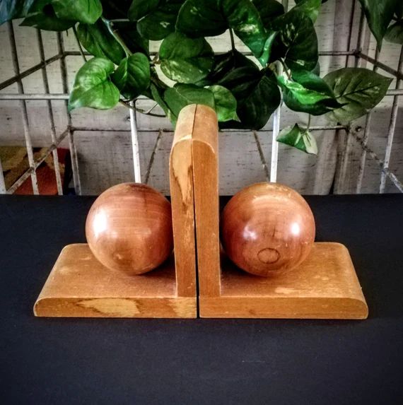 Wooden ball bookends  Mid Century modern | Etsy | Etsy (US)