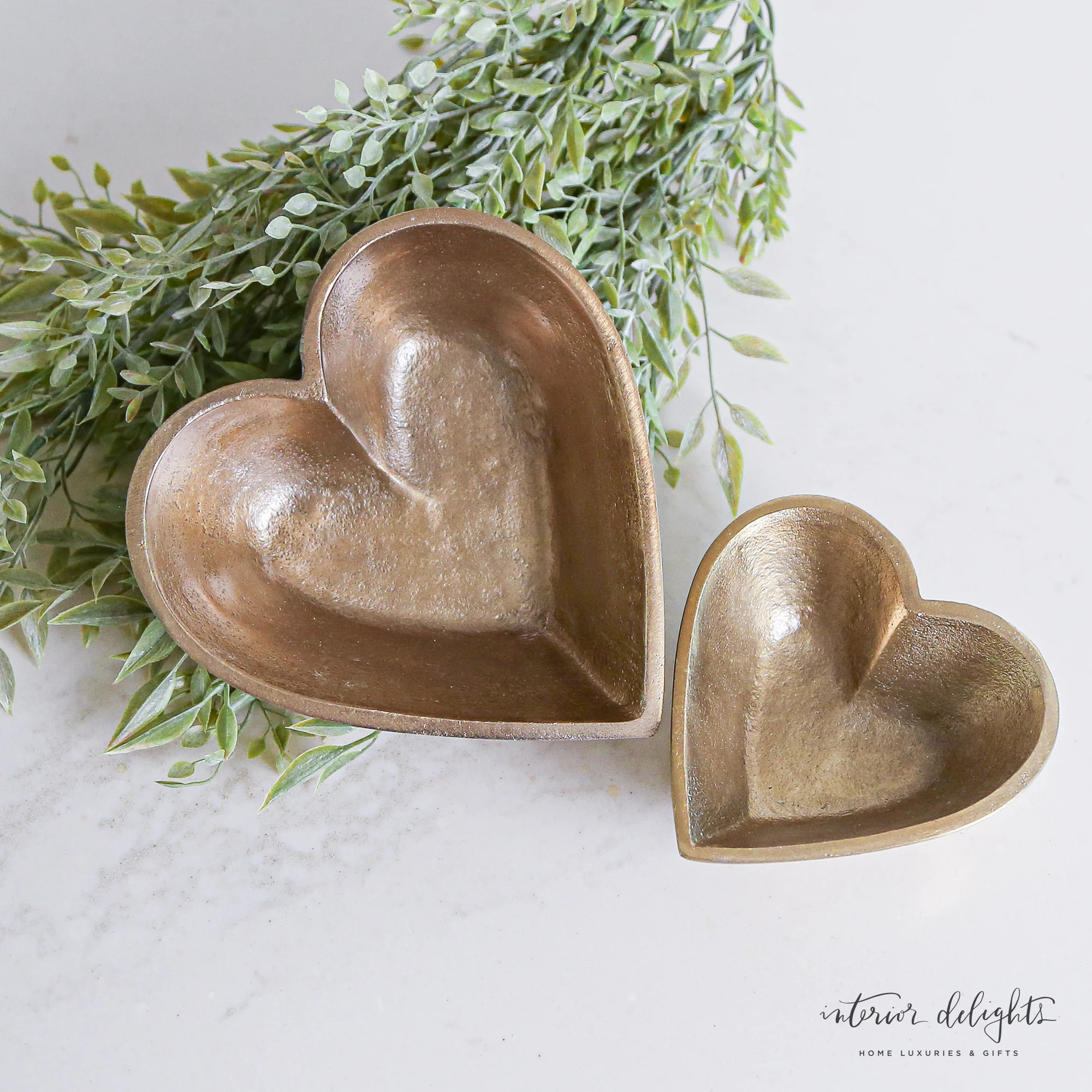 Brass Heart Bowls- Set of 2 | Interior Delights