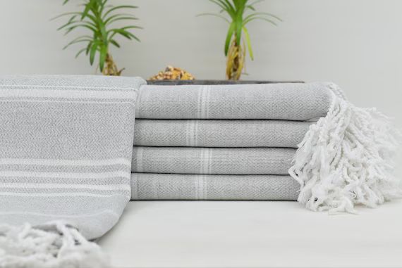 Gray Towel, Striped Towel 40x70 Turkish Towel 100x180cm Handmade Turkish Towel, Bath Decor, Bathr... | Etsy (US)