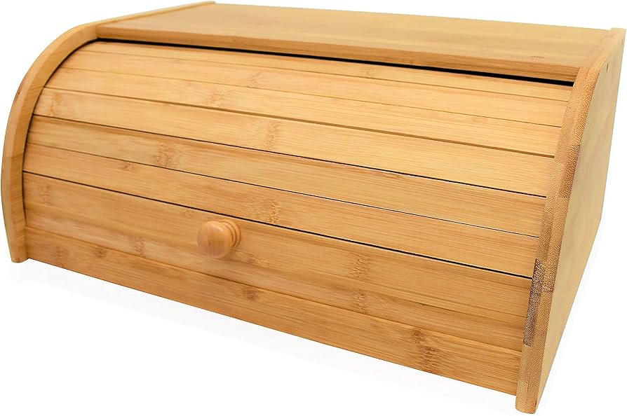 RoyalHouse Natural Bamboo Roll Top Bread Box Kitchen for Countertop Food Storage, Large, NO ASSEM... | Amazon (US)
