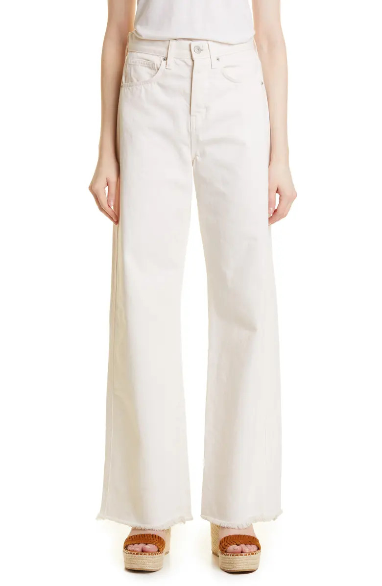 Taylor High Waist Fray Hem Wide Leg Jeans | Nordstrom