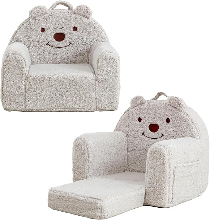 Toddler Chair,Sherpa Bear Kids Chair,Toddler Couch Fold Out,Children Reading Chair,Flip Out Kids ... | Amazon (US)
