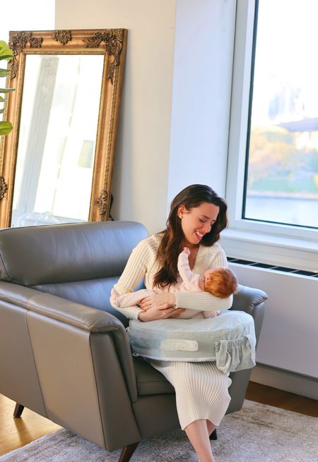 Baby essentials 💕 Nursing pillow that we love! It has an adjustable strap with Velcro and clip which keeps it in place without slipping off your body, and I also like its back support.  For me this is the best pillow for breastfeeding post my C-section. Add it to your baby registry!  Also linked the ivory knit dress that I wore during my pregnancy (you can see it in a previous LTK). My wireless bra is an Amazon find. The stool for my feet that i can’t nurse without it.  Maternity.

#LTKfamily #LTKbaby #LTKbump