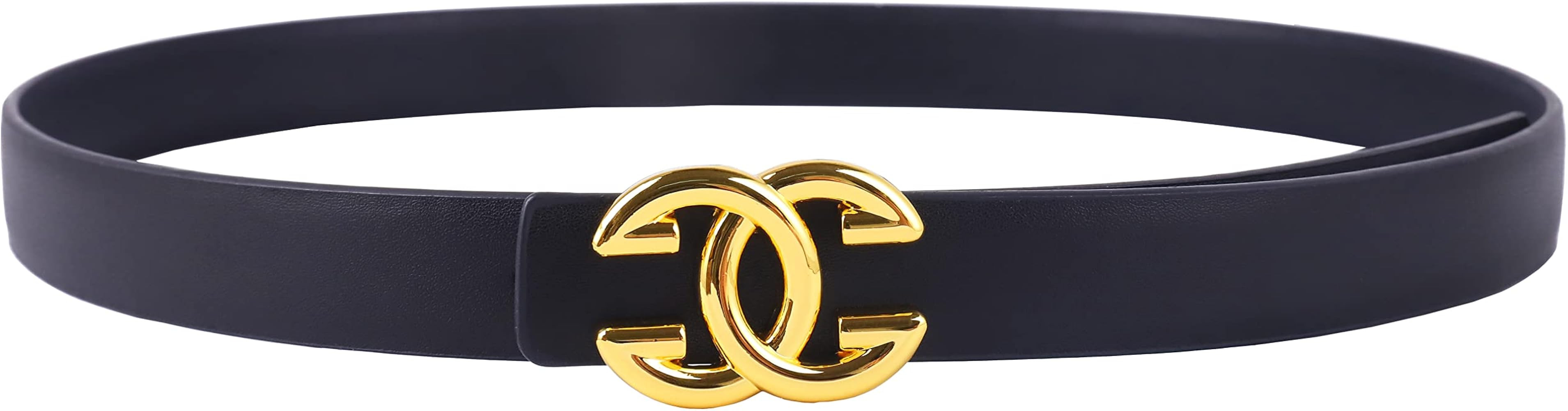 Womens Belts for Jeans, Womens Double C Leather Belts, Gold Buckle Ladies Fashion Belts for Dress | Amazon (US)