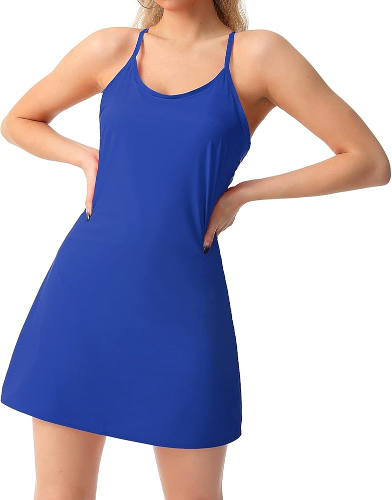 MCEDAR The Exercise Tennis Dress Adjustable Spaghetti Strap Dress for Women Summer Casual Workout Bu | Amazon (US)
