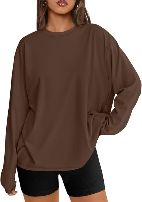 Trendy Queen Womens Oversized Long Sleeve Shirts Fall Tops 2026 Basic Tees | Amazon (US)