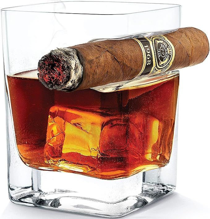 Double Old Fashioned Cigar Glass Cocktail Rock With Built In Cigar Holder - Cigar Cup Whiskey Tum... | Amazon (US)