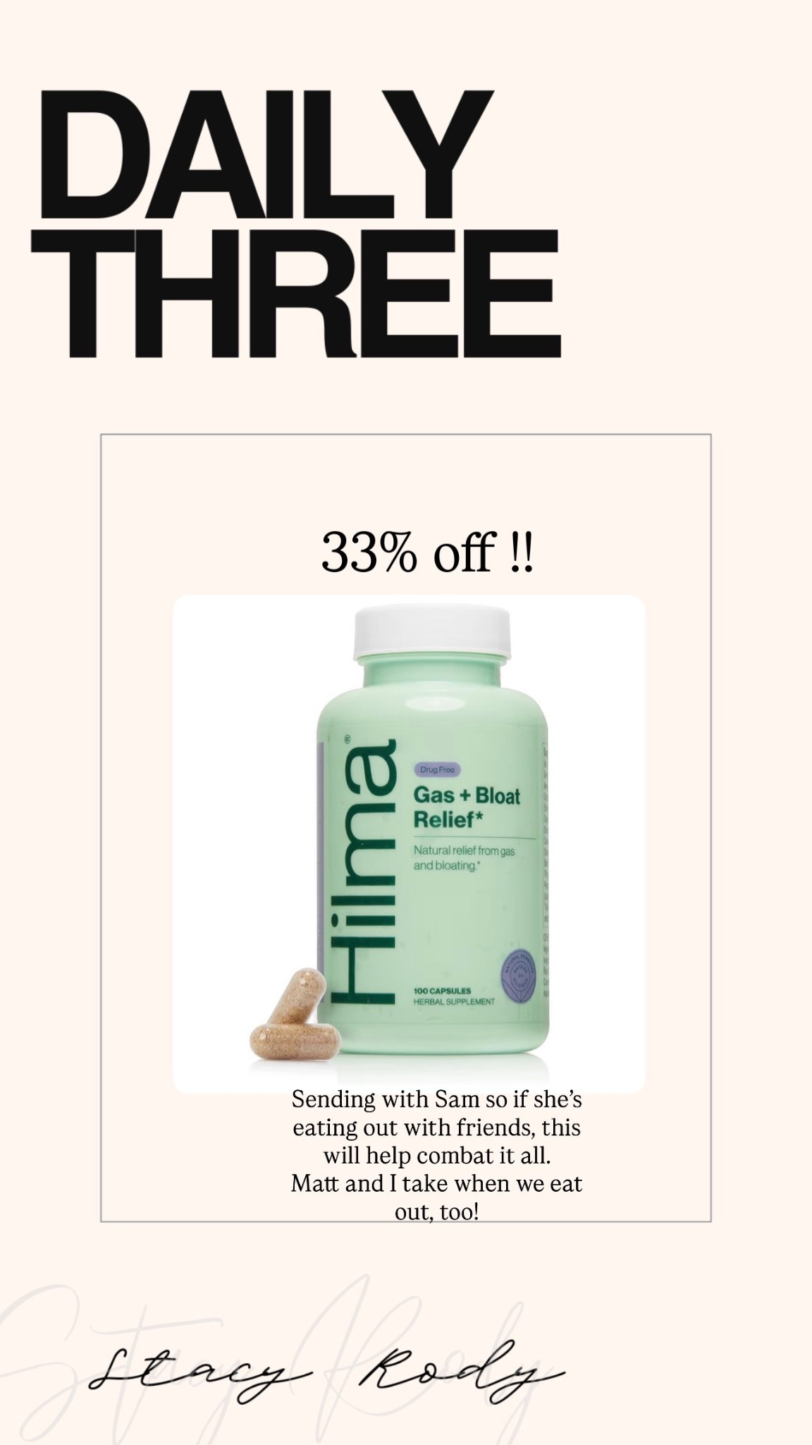 De bloat with these amazing supplements 
Fitness goals 
33% off Hilma supplements 




#LTKfitnessgoals #LTKSaleAlert #LTKselfcare