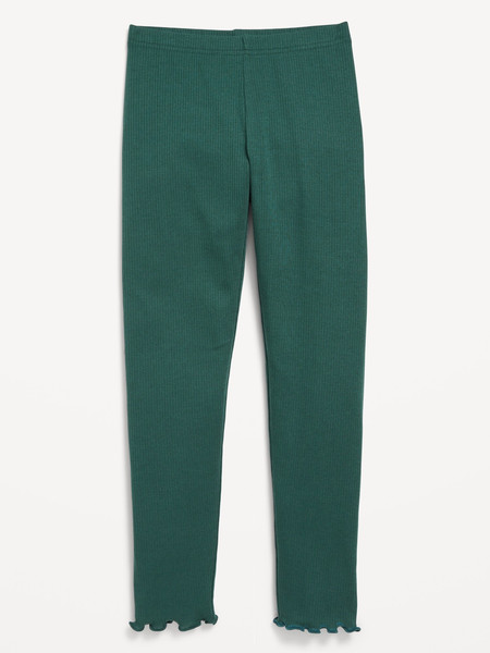 High-Waisted Lettuce Edge Rib-Knit Leggings for Girls | Old Navy (US)
