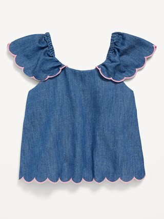 Short-Sleeve Chambray Scallop-Trim Top for Toddler Girls | Old Navy (US)