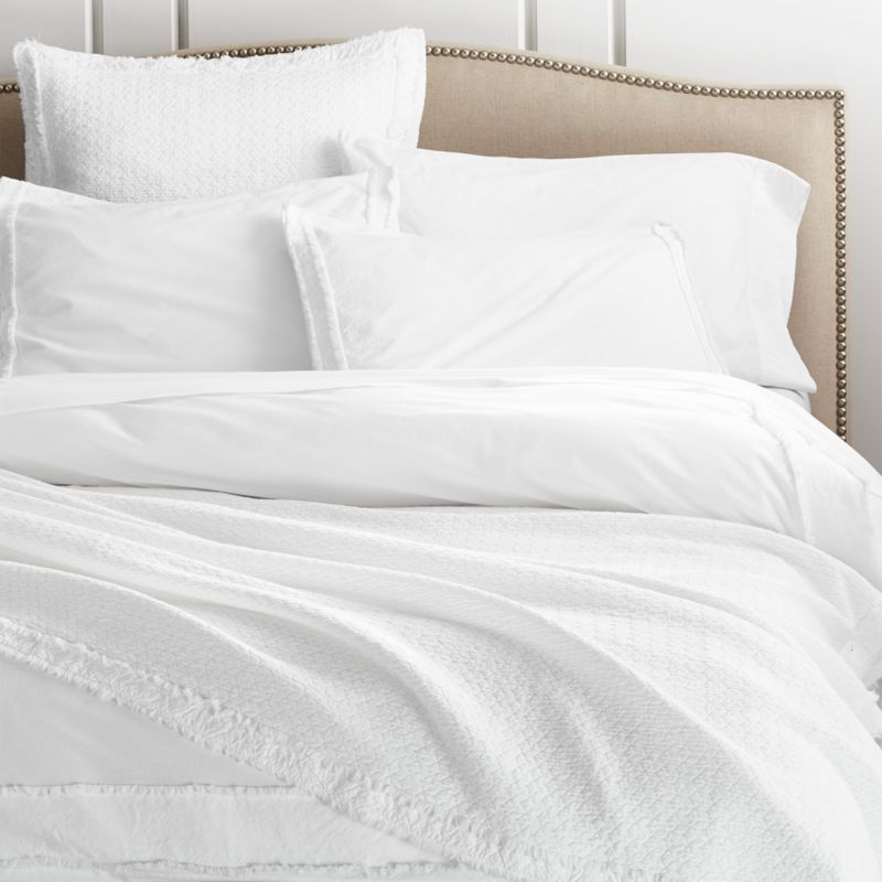 Organic Cotton White Full/Queen Duvet Cover + Reviews | Crate and Barrel | Crate & Barrel