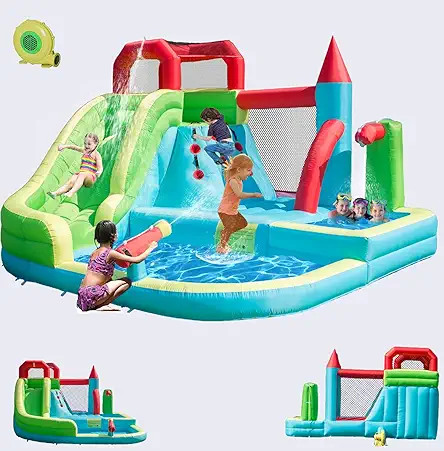 Amazon.com : Valwix Indoor Outdoor Inflatable Bounce House with Blower for 3-10 yr Kids, Bouncy Cast | Amazon (US)