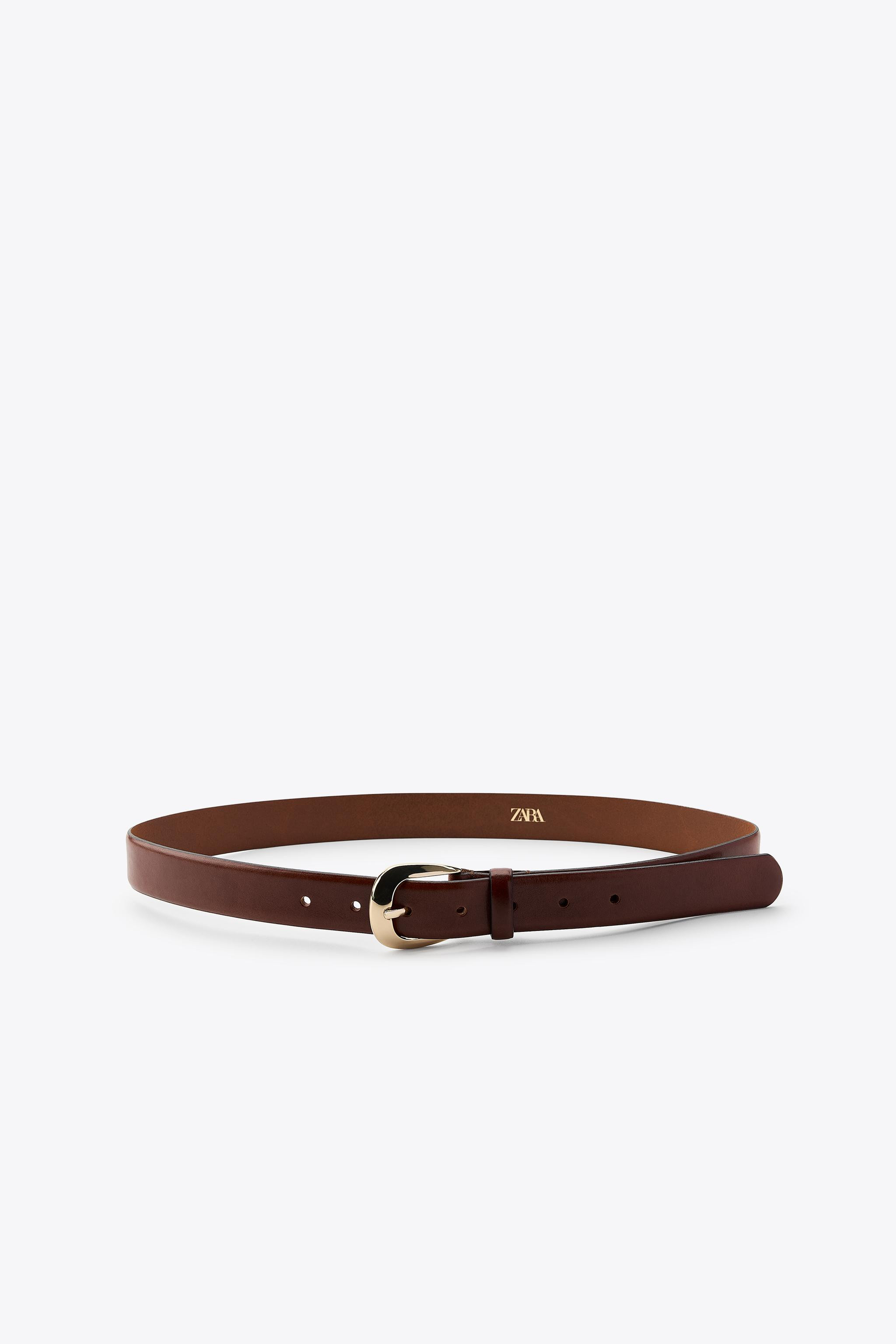 OVAL BUCKLE LEATHER BELT | Zara US