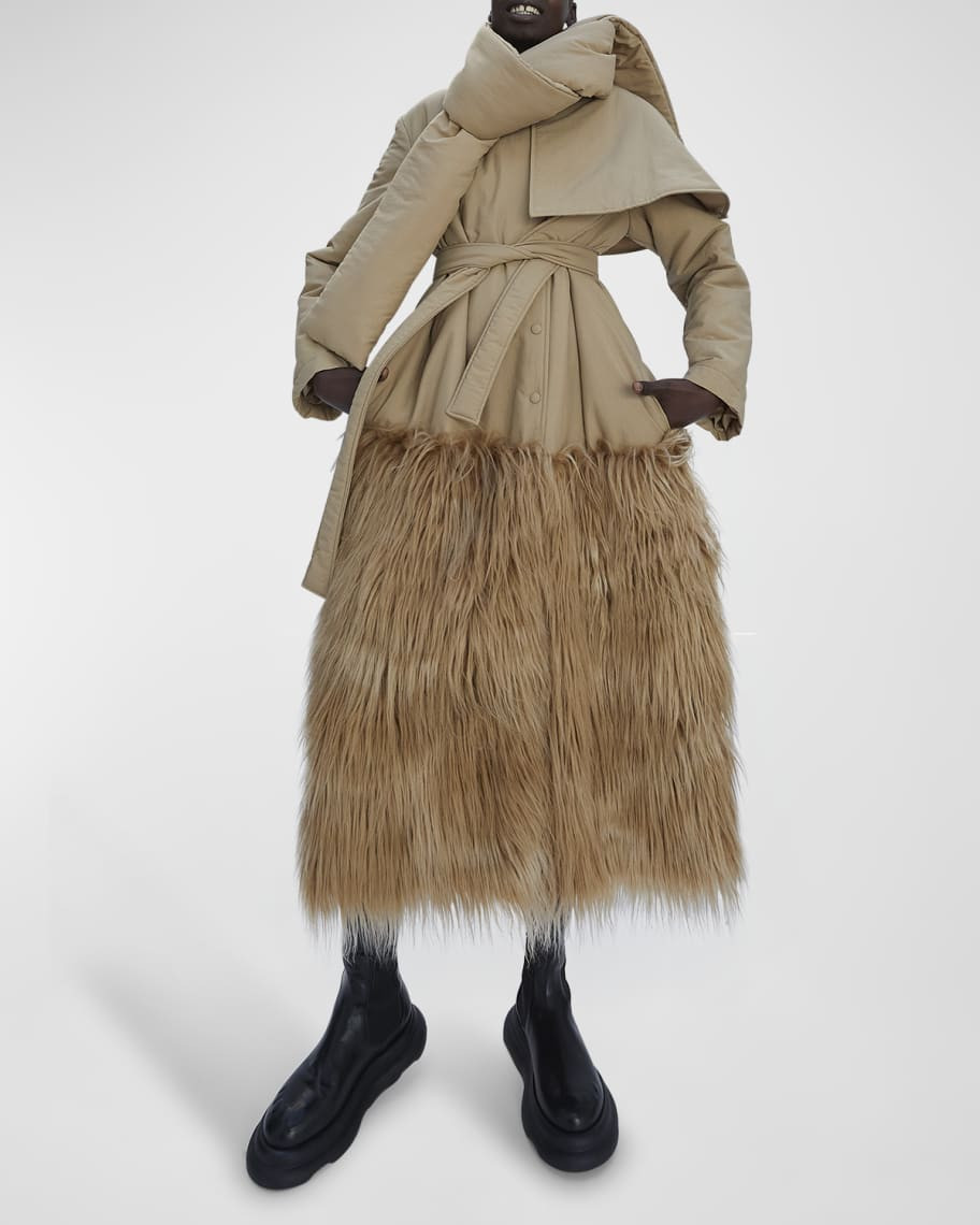 A.W.A.K.E. MODE Padded Faux Fur Belted Coat | Neiman Marcus