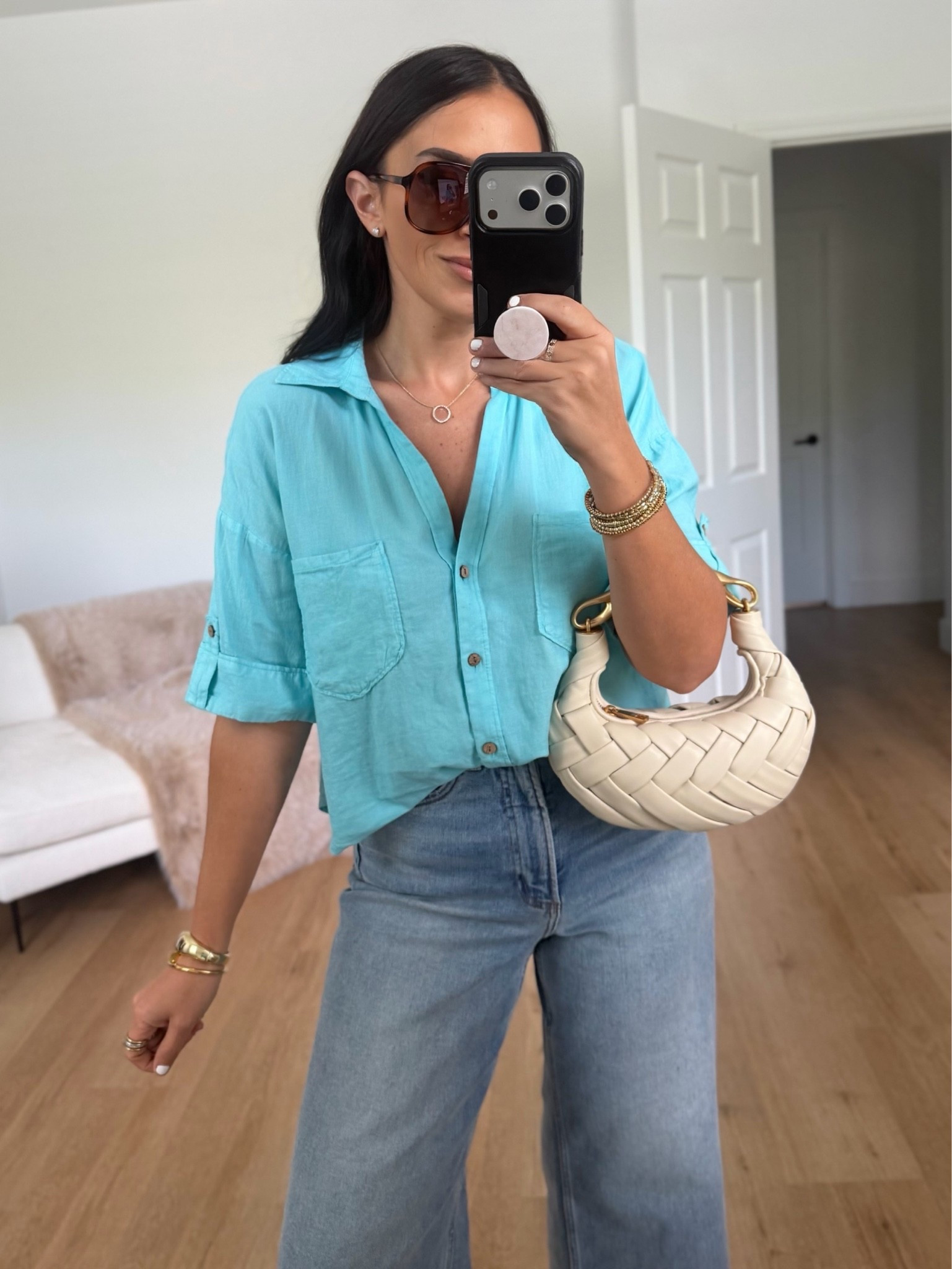 Zara Linen blend cropped shirt wearing size small