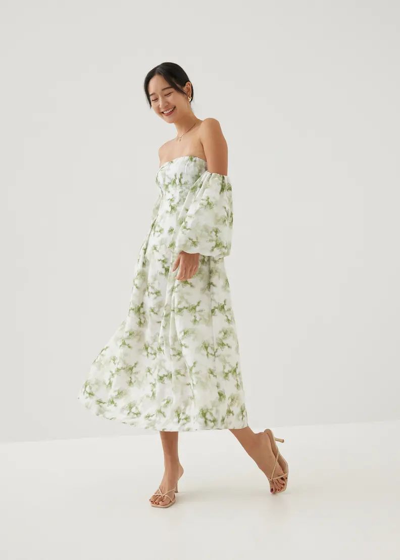 Rei Fit and Flare Midaxi Dress in Heirloom Botanicals | LOVEBONITO SINGAPORE PTE LTD