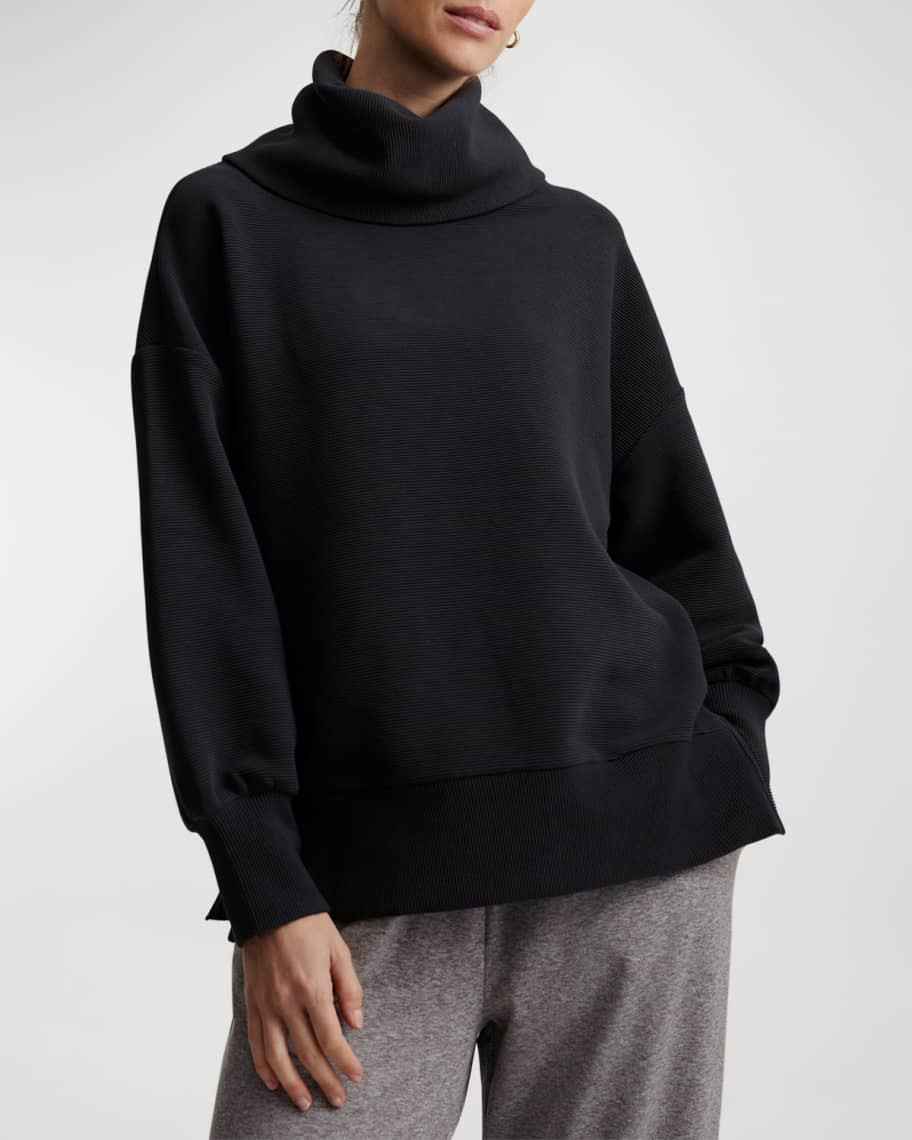 Varley Milton Rib-Knit Turtleneck Sweatshirt | Neiman Marcus