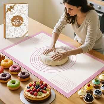 Silicone Pastry Mat for Dough Rolling, Extra Large Silicone Baking Mat with Measurements, Baking ... | Amazon (US)