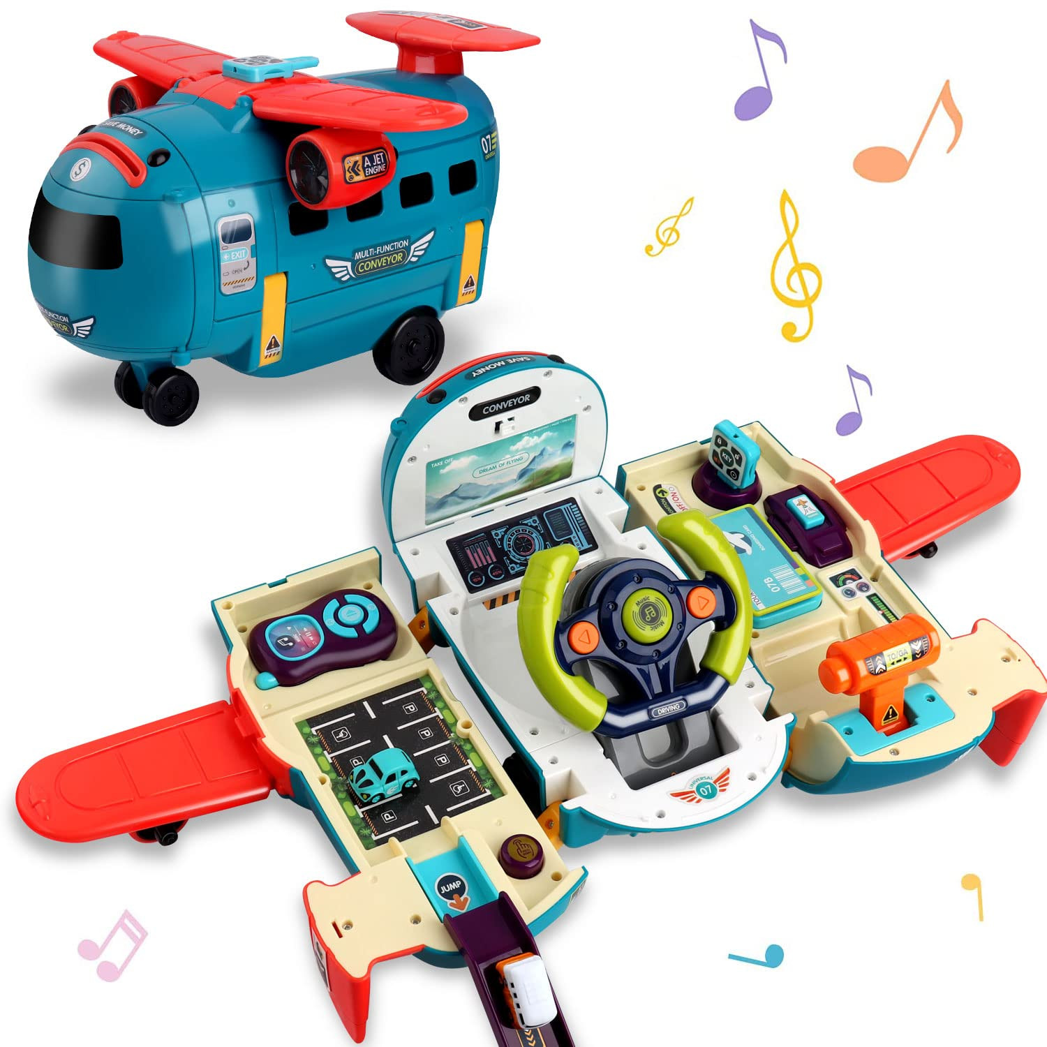 Dwi Dowellin Airplane Car Toy,Steering Wheel Toys for 3 4 5 6 Year Old Boys&Girls with Sound and ... | Amazon (US)
