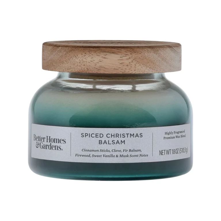 Better Homes & Gardens 18oz Spiced Christmas Balsam Scented Ombre 2-Wick Bell Jar Candle | Walmart (US)