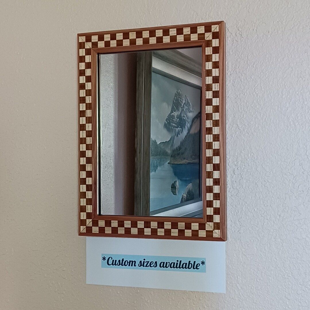 Checkerboard Mirror of Recycled Woods and Glass 9x12 - Etsy | Etsy (US)